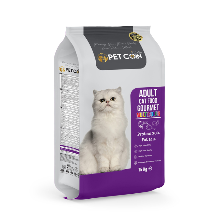 Pet Coin Plus Chicken & Lamb & Salmon Gourmet Adult Cat Food 15 kg Pet Coin Plus Hrana Pisici Adulte Pui cu Miel si Somon Gourmet - imagine 1