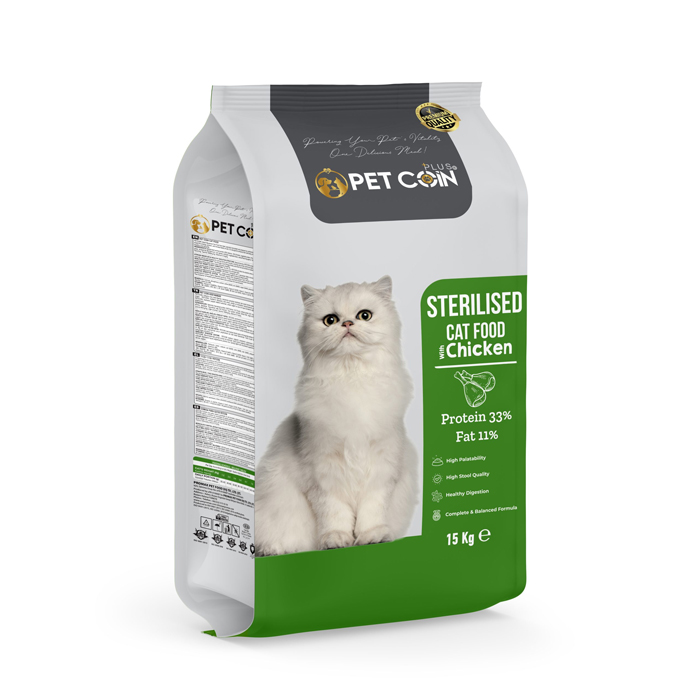 Pet Coin Plus Chicken Sterilized Cat Food 15 kg Pet Coin Plus Hrana Pisici Adulte Sterilizate cu Pui - imagine 1
