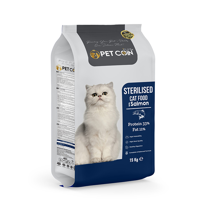 Pet Coin Plus Salmon Sterilized Cat Food 15 kg Pet Coin Plus Hrana Pisici Adulte Sterilizate Somon - imagine 1